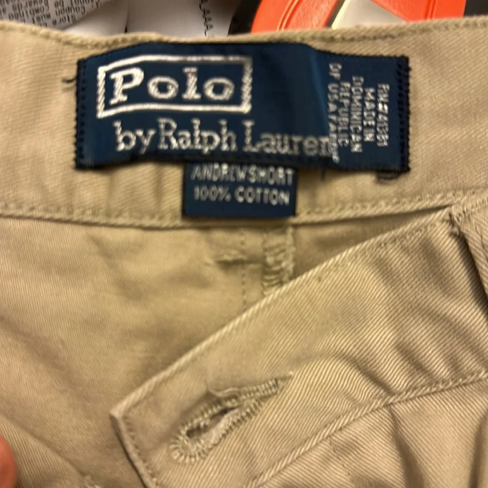Polo by Ralph Lauren Khaki Pleated Cotton Shorts